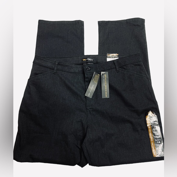 Lee Women's Relaxed Fit All Day Straight Leg Pants Charcoal Heather Size 16 - Picture 12 of 12